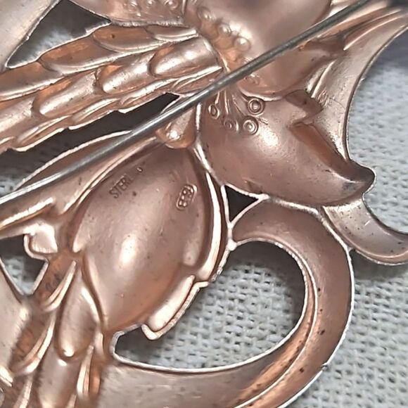 Retro Silver Wheat Sheaf Brooch by Arno Malinowski for Georg  Vintage Art Deco Large Signed  Sterling Silver SB Wheat Harvest Brooch